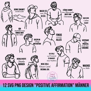 positive Affirmationen Männer Laser Bundle svg  Freund XTool Glowforge Tasse Kissen Kerze Tote Bag Spruch Deutsch png Digital DTF Druck
