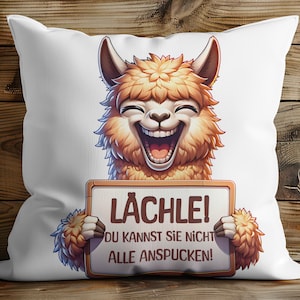 Smile! You can&#39;t spit on them all! Alpaca as Digital Products Download PNG, German Saying T-Shirt Design png, Llama Saying, DTF