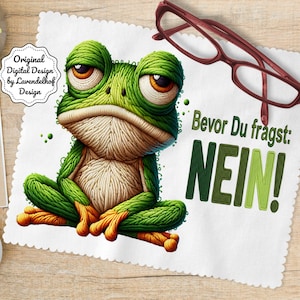Rana gruñona Antes de preguntar No gafas Paño de limpieza Alfombrilla de ratón humorpngs Diseño de sublimación png Refranes Alemán Impresión digital Archivo DTF