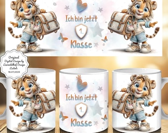 Cute girl 11oz cup wrap png schoolchild 2026 digital first day of school PNG design sublimation file coffee mug clipart digital print
