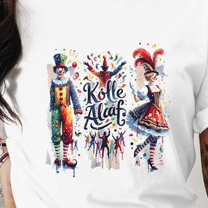 Kölle Alaaf Carnival TShirt Design PNG,Cologne Clown & Dancing Majorette,Carnival PNG for Sublimation,Funny Carnival Collage,Digital Design