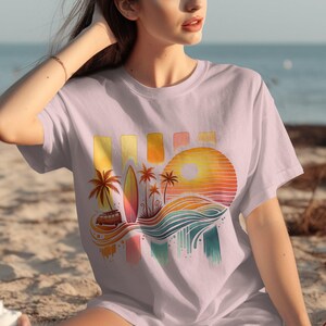 Retro Beach PNG, Summer Vibes Sublimation Design, Surf TShirt & Mug Clipart, Sunset Digital Download,Retro Beach Camper Design image 4