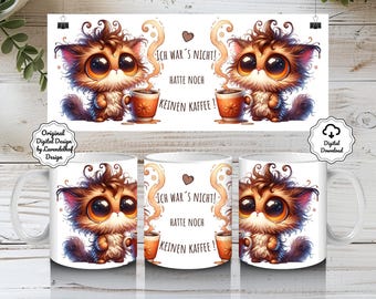 Grumpy Cat grappige spreuk png kantoormok sublimatie koffiemok ontwerp Duitse spreuken digitale mok wrap 11oz DTF printbestand