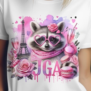 JGA Diseño de camiseta Rosa, París, Champán, Amor, Romance, Diversión, Diseño de arte digital, Regalo de boda, Invitación, Diseño de copa JGA