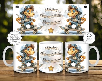 Back to School High School Gift for Boys 2026 Cool Dragon Coffee Mug Design 11oz Cups Wrap PNG Sublimation Design Digital DTF Print File
