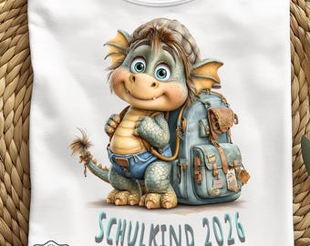 Schoolchild 2026 Dragon PNG First Day of School Shirt Mug Design Gifts Schoolchild Boy Customizable Sublimation Design Digital