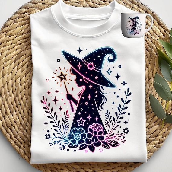 niedliche Hexe tshirt kinder druck •png Datei T-Shirt Kaffeebecher • Sublimation Halloween Digital Art Druck Datei Download DTF