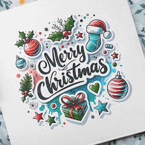 12 Merry Christmas Wünsche im Sticker Stil Design Bundle,Clipart Sticker Christmas png Download,Sublimation Merry Christmas Tasse TShirt png