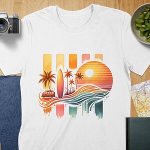 Retro Beach PNG, Summer Vibes Sublimation Design, Surf TShirt & Mug Clipart, Sunset Digital Download,Retro Beach Camper Design image 8