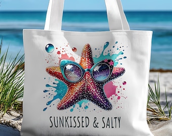 Sunkissed & Salty Starfish PNG nautical design summer vibes beach sea tote bag pillow mugs t-shirt sublimation file digital DTF print