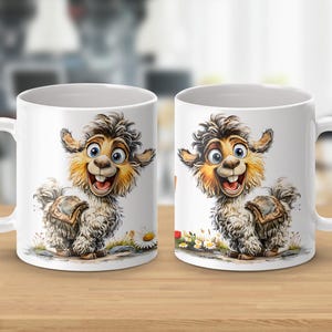 Lama Alpaka Lächle! Spucken•Kaffee Becher Design deutsch 11oz positiv Geschenk Kollege Kollegin•Sublimation Design Tassenwrap png Digital Bild 4