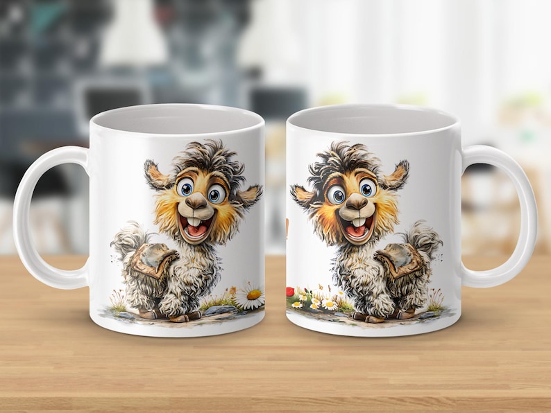 Lama Alpaka Lächle! Spucken•Kaffee Becher Design deutsch 11oz positiv Geschenk Kollege Kollegin•Sublimation Design Tassenwrap png Digital Bild 4