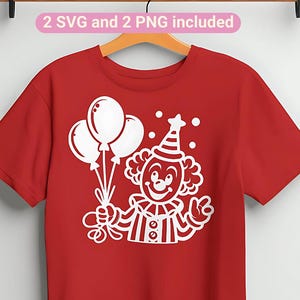 Arquivo SVG de palhaço para plotter, design engraçado de palhaço de carnaval com balões, SVG de carnaval, Mardi Gras DXF, Cricut, Cameo, gravação a laser