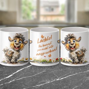 Lama Alpaka Lächle! Spucken•Kaffee Becher Design deutsch 11oz positiv Geschenk Kollege Kollegin•Sublimation Design Tassenwrap png Digital Bild 3