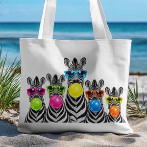 Funny Zebra PNG Neon Sunglasses Bubble Gum Sublimation Design Men's T-Shirt Mugs Tote Bag Pop Art Summer Digital DTF Print File