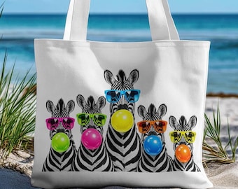 Funny Zebra PNG Neon Sunglasses Bubble Gum Sublimation Design Men's T-Shirt Mugs Tote Bag Pop Art Summer Digital DTF Print File