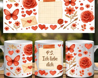 Romantic Mug Design 11oz PNG Sayings German sublimation Mug Sayings German Digital Design Gift for Lovers