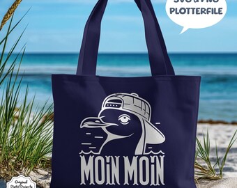 Archivo SVG y PNG de Moin Moin con gaviota y archivo de trazador de gorra de béisbol que dice diseño en alemán y láser adecuado para principiantes