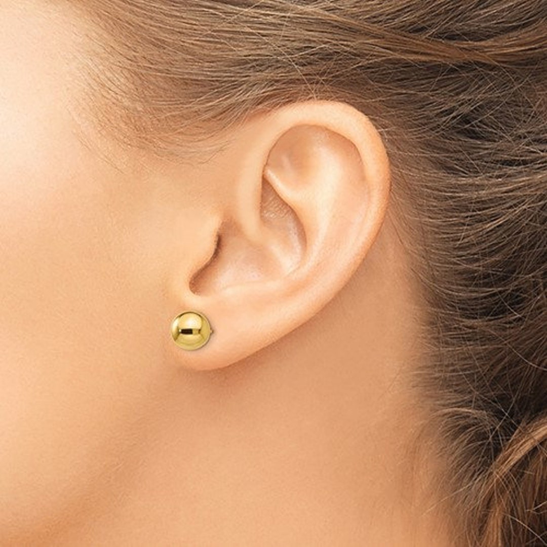 Solid 14k Yellow Gold 3 8mm Ball Polished Screw Back Stud Earrings