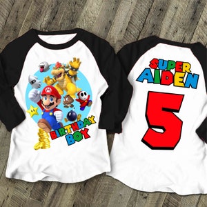 Mario Birthday Custom T Shirt Super Gift Personalized Family - Etsy