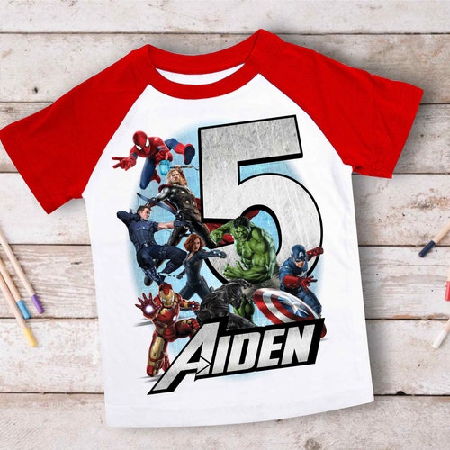 Custom Birthday Shirts Personalized T-shirts Captain America Avengers 
