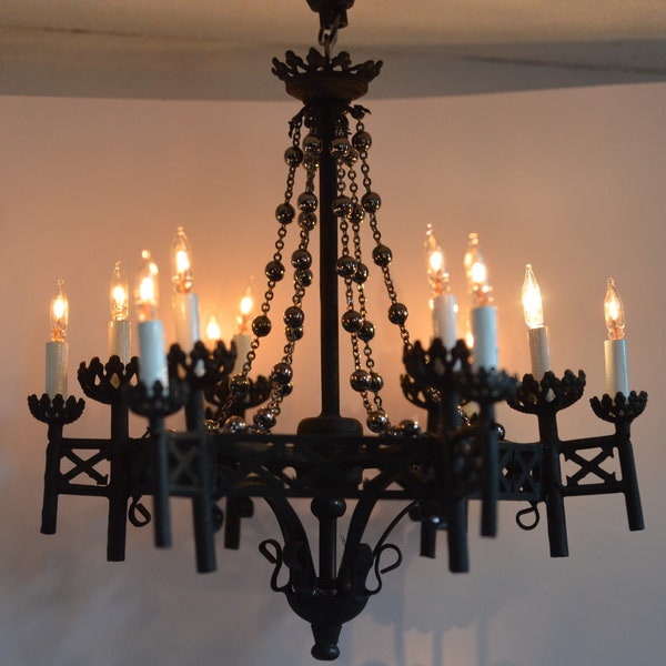 Robert Stubbs 12 Candle Chandelier 1/12 Scale for dolls houses, Wired and works on 12v