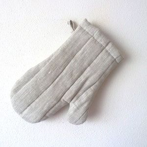 Natural gray linen oven glove, natural flax oven glove, sustainable kitchen gift, natural cooking glove, cooking oven mitten