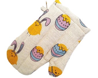 Linen Chicken Oven Glove: Easter Kitchen Mitten