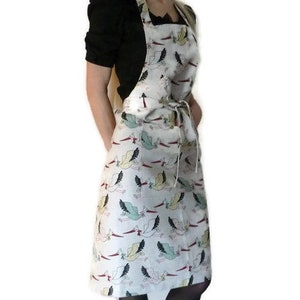 Farmhouse style apron, linen kitchen apron, stork apron gift for a new mom