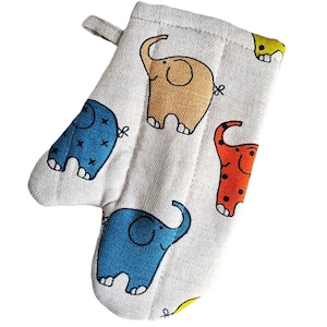 Rękawica kuchenna Elephant Kitchen Mitt dla dzieci: ekologiczna lniana rękawica do pieczenia dla maluchów