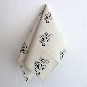 Handmade linen towel, cats lover kitchen gift, natural linen tea towel