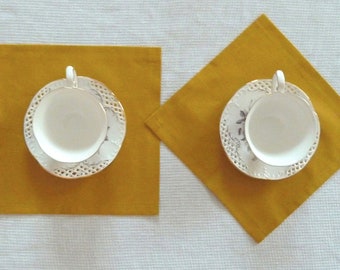 Yellow linen napkins, mustard flax napkins, full linen napkins