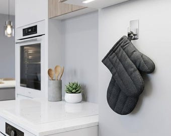 Schwarzer Ofenhandschuh aus Leinen, nachhaltiger Küchenhandschuh
