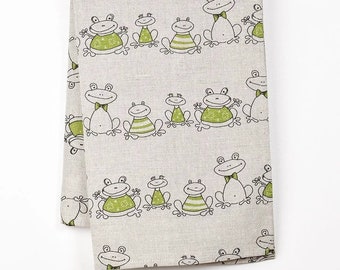 Hostess gift kitchen towel, frog linen kitchen towel, tea towel gift, froggie tea towel, frog lover gift, frog linen tea towel