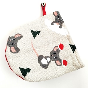 Christmas mouse oven mitt, mouse kitchen glove, mouse decor kitchen oven glove, mouse linen mini oven glove