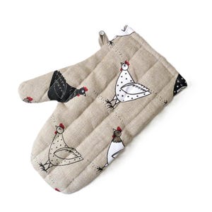 Linen Chicken Oven Mitt: Unique Kitchen Gift, Housewarming Present image 7