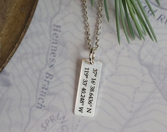 Personalized Coordinates Necklace • Coordinates Necklace • Engraved Necklace Charm  Mothers Day Gift • Gift For Her • Gift for Mom