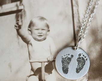 Actual Footprint Heart Necklace • Actual Handprint Jewelry • Memorial Gift • Memorial Charm • Grief Gift•  Loss Gift •Gift for Mom