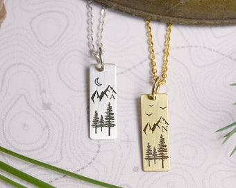 Mountain Range Necklace • Minimalist Necklace • Wanderlust Necklace • Sterling Silver • 14k Gold Filled • Nature Jewelry • Gift • Outdoorsy