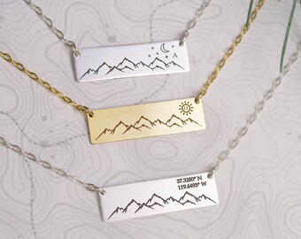 Mountain Range Necklace • Minimalist Necklace • Wanderlust Necklace • Sterling Silver • 14k Gold Filled • Nature Jewelry • Gift • Outdoorsy