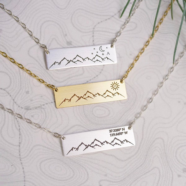 Mountain Range Necklace • Minimalist Necklace • Wanderlust Necklace • Sterling Silver • 14k Gold Filled • Nature Jewelry • Gift • Outdoorsy