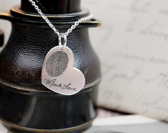 Actual Handwriting Necklace -  Gold Heart Necklace • Real Handwritten Heart Jewelry • Memorial Necklace  • Personalized Heart Necklace