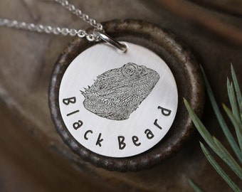 Pet Portrait Jewelry Necklace • Pet photo Jewelry Necklace • Engraved Pet Photo • Memorial Pet Necklace • Lizard Loss Jewelry • Pet Loss