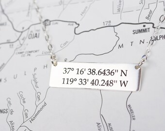 Personalized Coordinates Necklace • Coordinates Necklace • Engraved Necklace • Gift For Her • Couples Gift • Wanderlust Jewelry • Outdoors