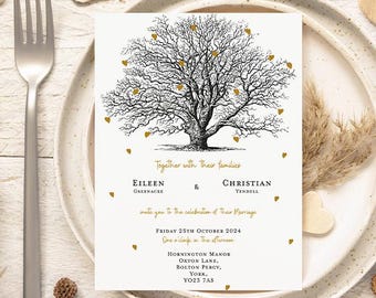 Gold Foil Wedding Invitation | Vintage Romantic Tree Design