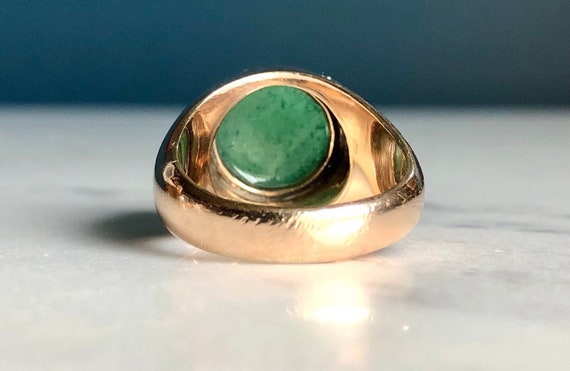 Vintage 14K Solid Yellow Gold “Extra” Dome Jade R… - image 6