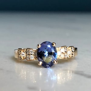 14k Yellow Gold, Diamond And Tanzanite Ring