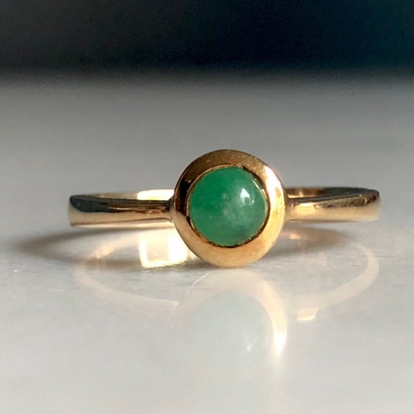 18k Yellow Gold, Emerald Bezel Ring.