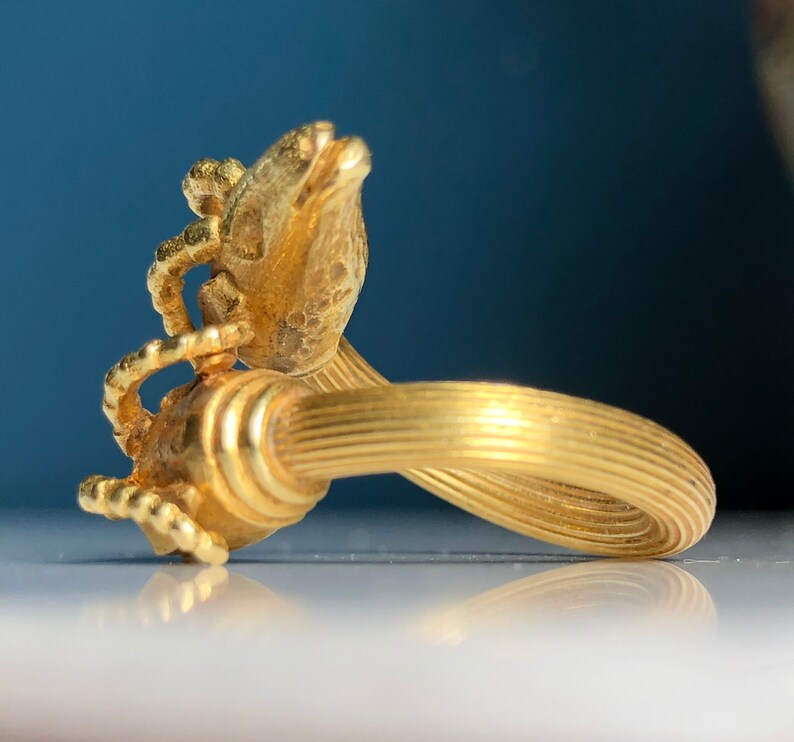 22k Yellow Gold Double Rams Head Ring. Etsy