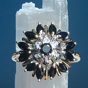 14k Yellow Gold Diamond & Sapphire Ring